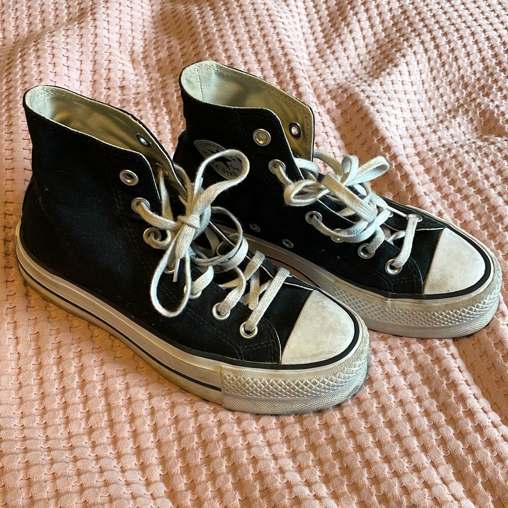 Black Converse platform high tops chuck taylor